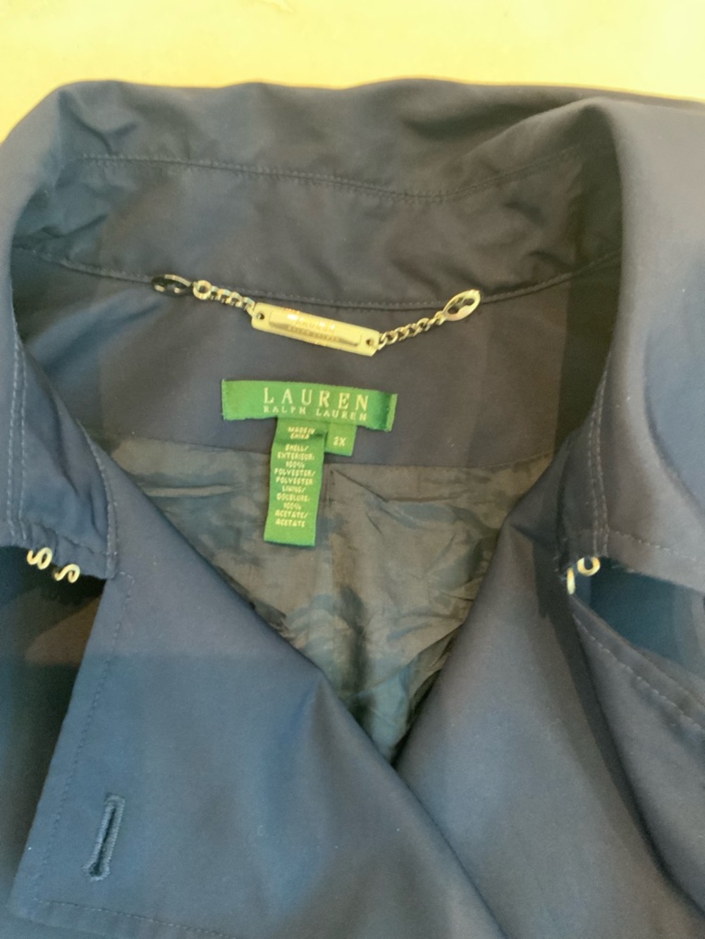 Lauren Ralph Lauren Navy Double-Breasted Rain Coat Size 2X - Picture 6 of 8